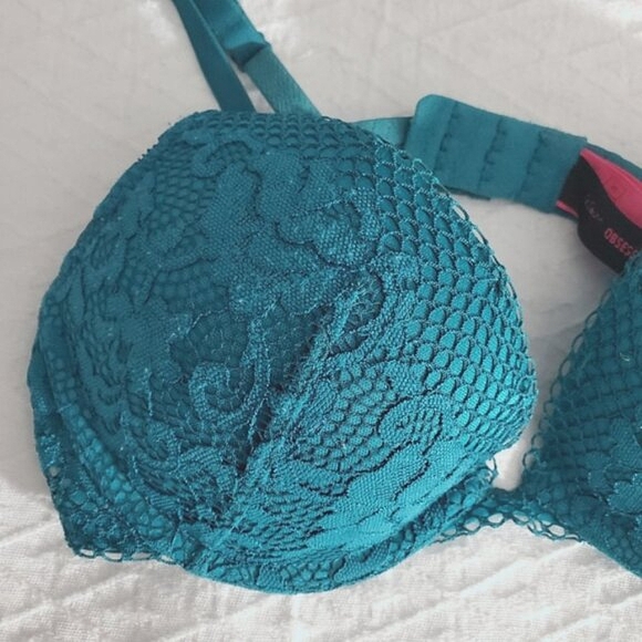 La Senza Lightly Lined Vibrant Blue/Teal Plunge "Obsession" Bra- 32B - Picture 7 of 16